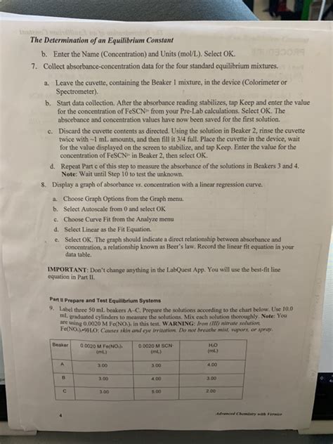 Solved LabQuest 10 The Determination Of An Equilibrium Chegg