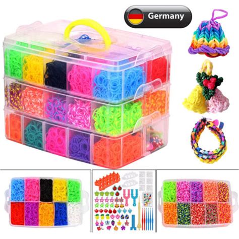 Loom Bands ca 15000 Stk bunte Gummibänder Set Haken Webrahmen