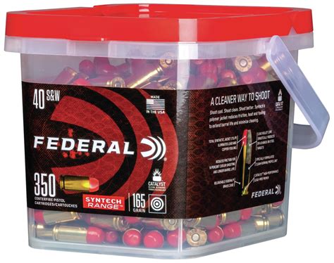 Federal Premium Centerfire Handgun Ammunition 40 Sandw 165 Grain Syntech Jacket Flat Nose