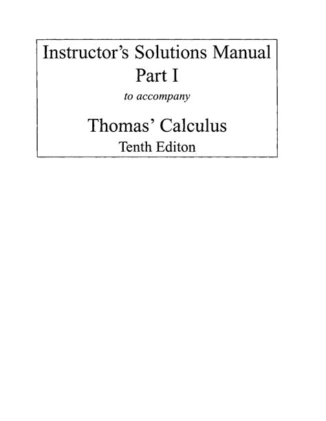 Calculus By Thomas Finney 10th Edition Solution Manual Part I