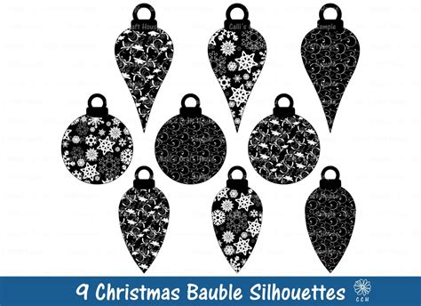 Christmas clipart Christmas bauble silhouettes silhouette