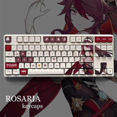 Genshin Impact Theme Rosaria Pbt Material Keycaps 108 Keys Set For