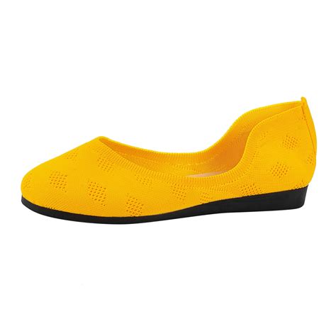 B91xz Slip On Loafers For Women Pointed Toe Slip On Ballet Flats Dress Shoesyellow 8