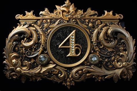Premium Ai Image A Gold Number 4 Is On A Gold And Black Background