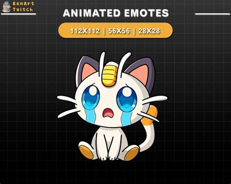 Animated Twitch Emote Pokemon Meowth Crying Cute Cat Twitch Emotes