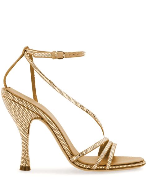 Ferragamo 105mm Crystal Embellished Leather Sandals Neutrals FARFETCH