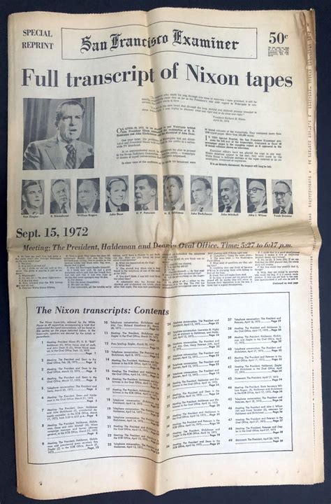 San Francisco Examiner: Full Transcript of Nixon Tapes | Watergate