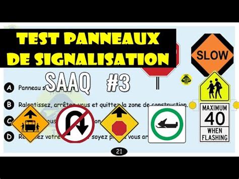 Examen théorique saaq Test panneaux de signalisation routière 3 Code