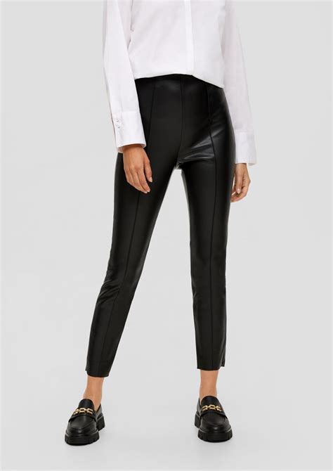 Skinny Fit Faux Leather Trousers Black Soliver