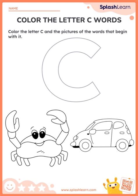 Color The Letter C Words Worksheet