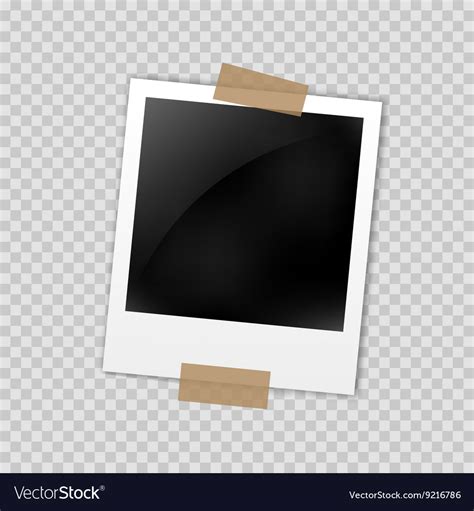 Photo Frame Polaroid Template On Transparent Grid Vector Image