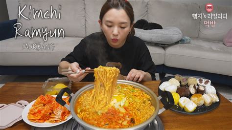 리얼먹방 모자랄땐 소면 추가 김치국수라면디저트는 크림찹쌀떡ㅣkimchi Ramyun And Cream Tteokㅣreal Soundㅣasmr Mukbangㅣ