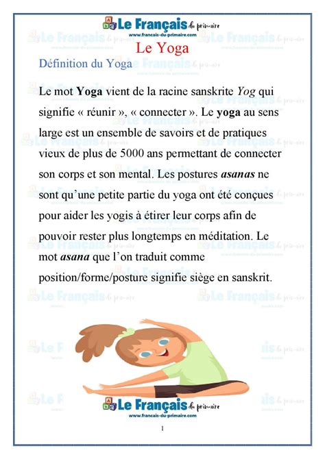 Le yoga 5ème année Le français du primaire