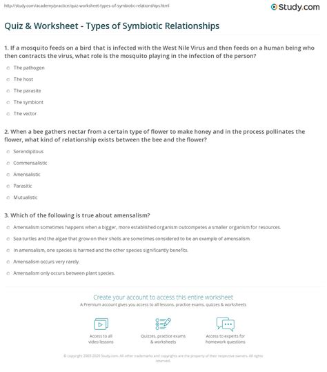 Symbiotic Relationships Worksheet Answers – Englishworksheet.my.id