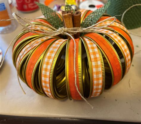 Handmade Mason Jar Lid Pumpkin Fall Decor Canning Ring Pumpkin Fall