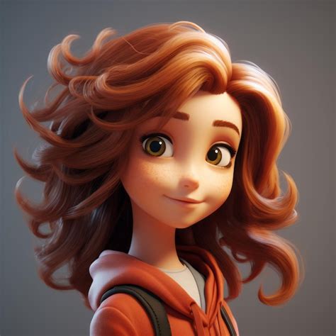 Premium Ai Image 3d Rendering Of A Girl With Long Red Hair