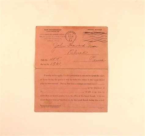 U S Ww1 Draft Registration Draft Notice And Military Registration For John Treon — Ww2