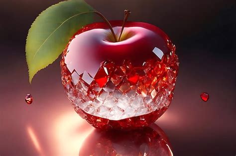 Premium AI Image | 3d render a Beautiful Apple for crystal background ...