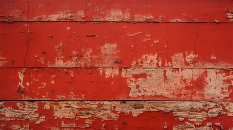 Peeling Texture The Flaking Red Paint On The Wall Of An Old Barn