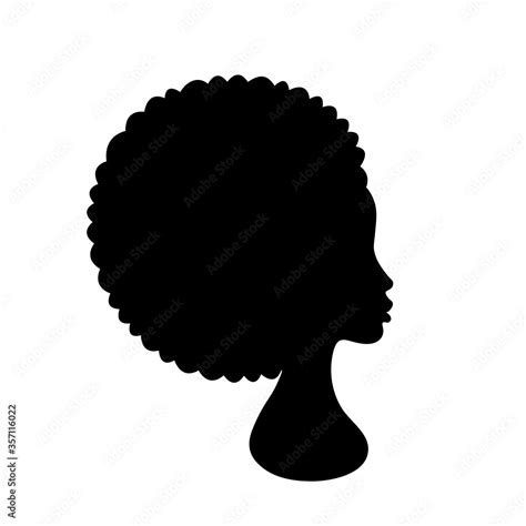 Beautiful African American Woman Face Profile Silhouette On White