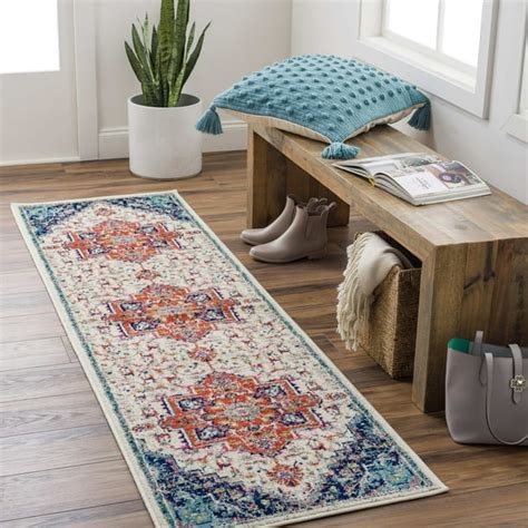 Markandday Area Rugs 2x8 Metz Traditional Bright Orange Runner Area Rug