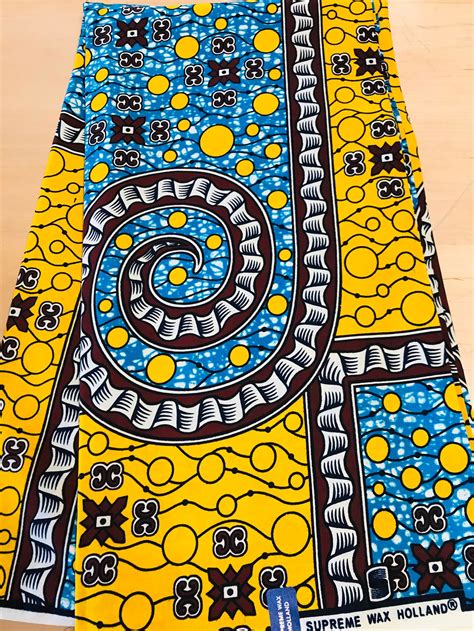 Yellow And Blue Ankara Print African Fabric Per Yard African Etsy