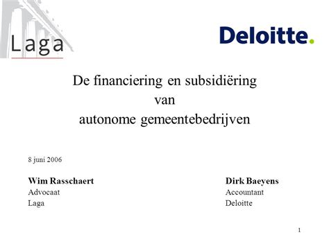 De Financiering En Subsidi Ring Van Autonome Gemeentebedrijven Ppt