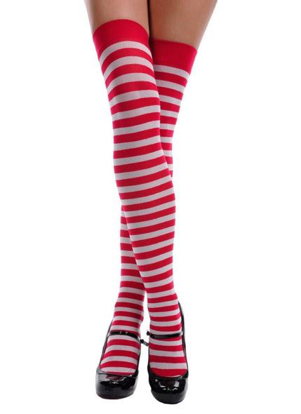 Red White Thigh Highs Candy Cane Striped Dozen 8170d