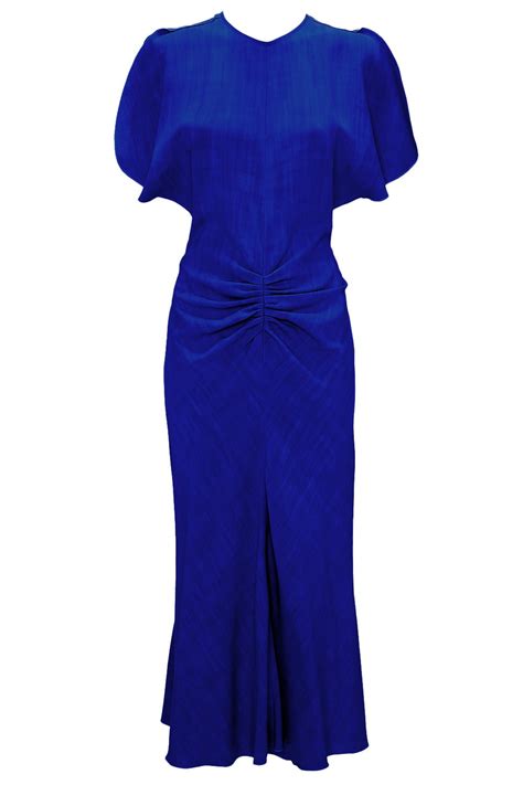 Gathered Waist Midi Dress Palace Blue Marissa Collections