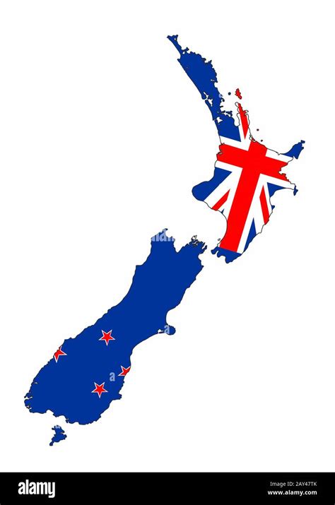 New Zealand Flag Map Stock Photo Alamy