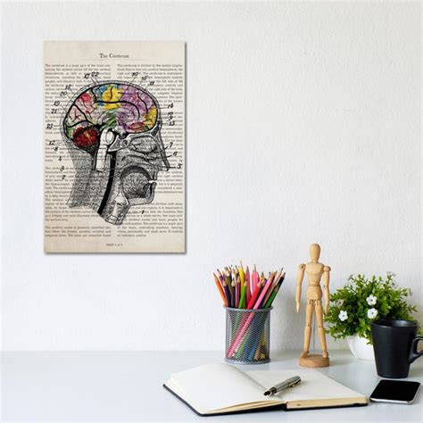 Happy Larry Brain Flower Collage Anatomy By Aged Pixel Wrapped Canvas