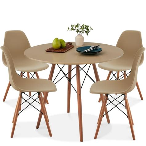 Best Choice Compact 5 Piece Mid Century Dining Set With 4 Chairs Beech