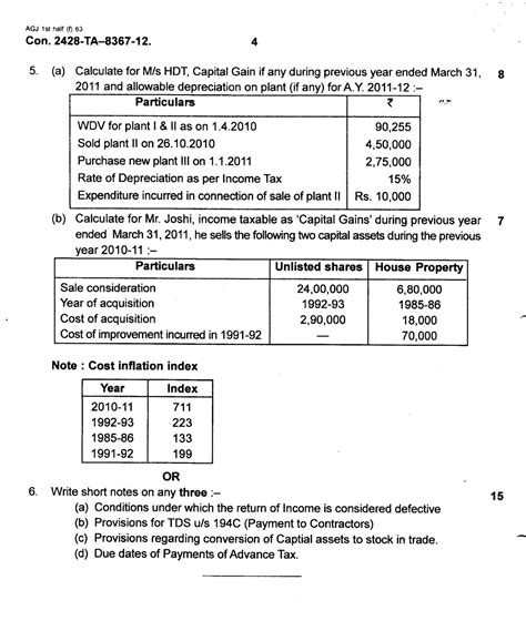 Question Papers Collection Taxation Paper Iv Direct Tax Paper Ii Baf