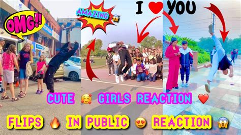 Flips 🔥 On Public 😍 Reaction 😱 Cute 🥰 Girls Reaction 😍 ️