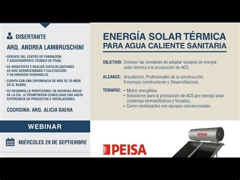 Webinar Peisa Energ A Solar T Rmica Para Agua Caliente Sanitaria