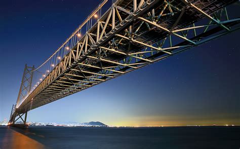 Download Kobe (City) Pearl Bridge Japan Night Seascape Bridge Man Made ...