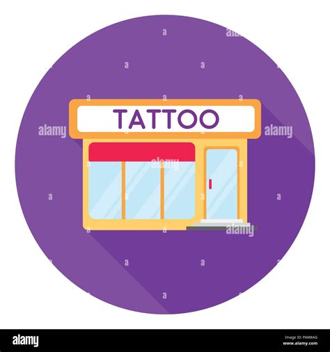 Tattoo Salon Building Parlor Icon In Flat Style Isolated On White