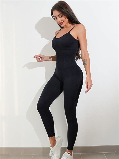 Womens Sexy Unitard One Piece Jumpsuit Spaghetti Strap Tummy Control