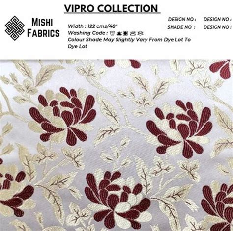 Flower And Leaf Grey Vipro Collection Jacquard Curtain Fabric GSM 300