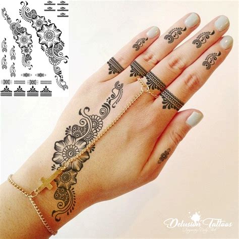 Henna Temporary Tattoo Sticker Transfer Black Henna Etsy