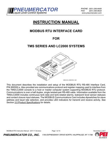 PDF MODBUS RTU Instruction Manual 2017 11 02pneumercator Docs