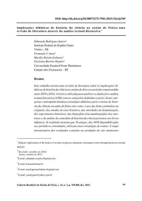 Pdf Implicações Didáticas De História Da Ciência No Ensino De Física