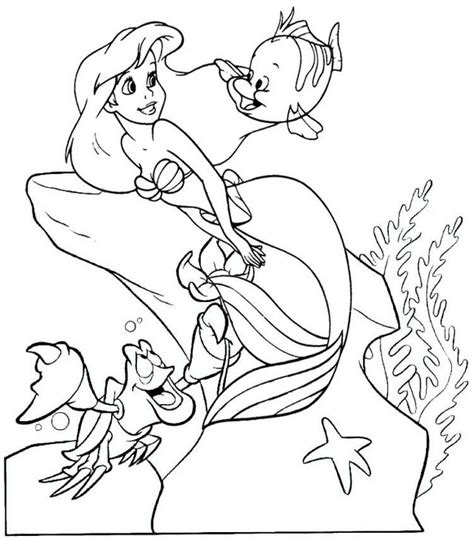 Disney Princess Ariel And Flounder Coloring Pages