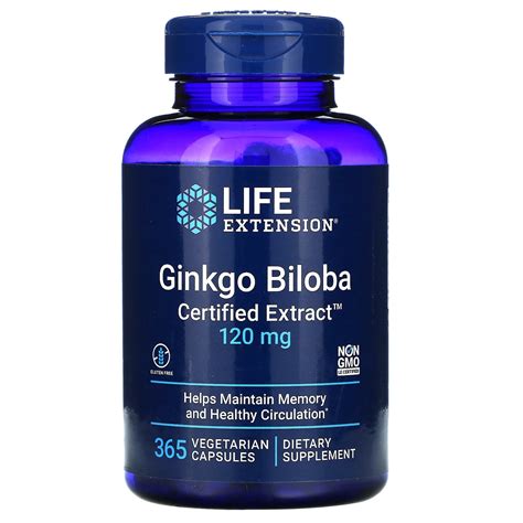 Life Extension Ginkgo Biloba Certified Extract 120 Mg 365 Vegetarian Capsules