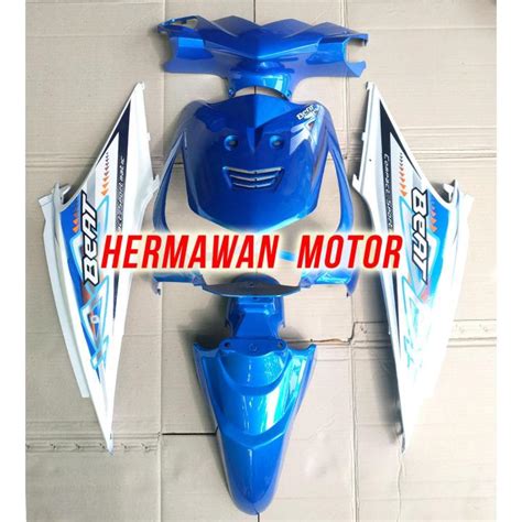 Body Alus Motor Honda Beat Karbu Warna Biru Muda Dan Stiker Lazada