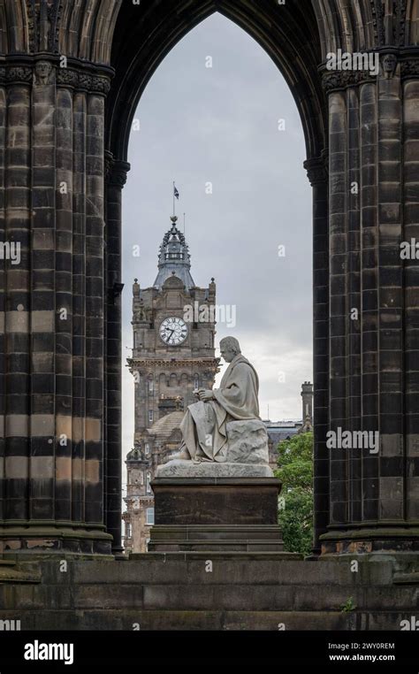 A View Of The Sir Walter Scott Monument On Princes Street In Edinburgh