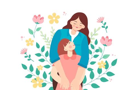 Premium Vector Mother And Daughter Vector Illustration