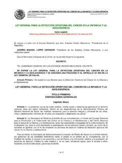 Ley General para la Detección Oportuna del Cáncer en la ley general