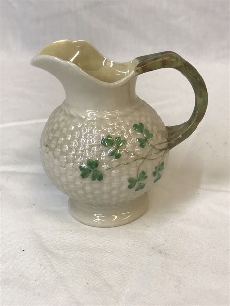 Irish Belleek China Shamrock Creamer 2nd Mark Treasure Antique