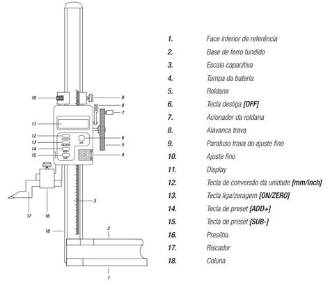 Tra Ador De Altura Digital Coluna Mm Digimess C Vado